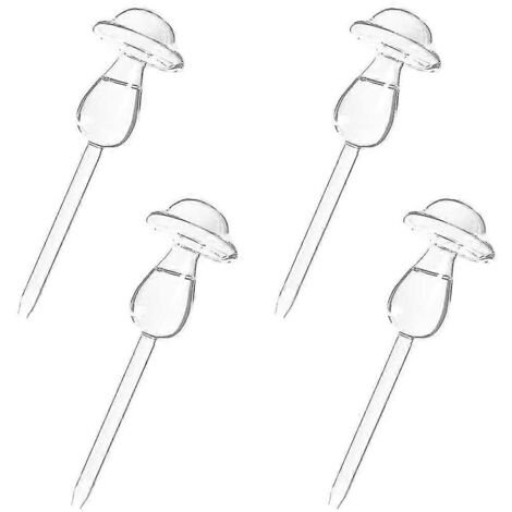 Globe d'arrosage en verre pour plantes - Piquets d'arrosage automatique en forme de champignon - Lot de 4 dispositifs d'arrosage pour plantes d'intérieur (1/5)