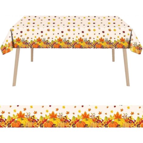 Nappe de table pour Thanksgiving, nappe d'automne rectangulaire en plastique facile à nettoyer, idéale pour une fête d'automne ou Thanksgiving. (1/4)