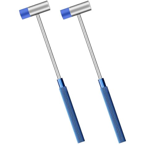 Petit marteau à double tête pour travaux de précision, tête en plastique et tête en métal, 18 cm, manche rayé bleu (1/5)