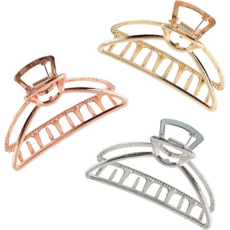 Lot de 3 pinces à cheveux en métal pour femmes et filles, idéales pour les cheveux épais. Pinces à cheveux à mâchoires, maintien ferme et antidérapantes. Convient aux femmes et aux filles. (1/5)