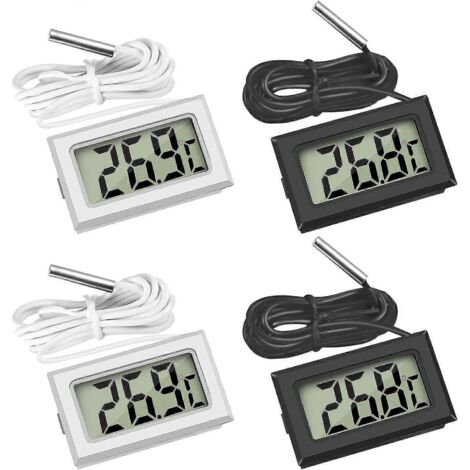 Mini thermomètre numérique LCD avec capteur externe pour réfrigérateur, congélateur et aquarium (lot de 4 avec capteur externe) (1/5)