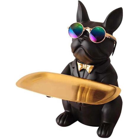 Figurine de bouledogue stylée en résine. Boîte de rangement pratique pour clés, objets du quotidien, etc. (1/5)