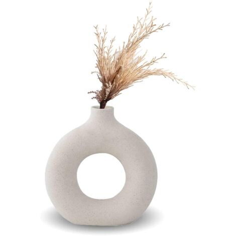 Vase Pampa, vase en céramique, décoration intérieure minimaliste, pot de fleurs végétarien en céramique blanche (1/4)
