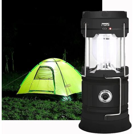 Lanterne LED rechargeable solaire/USB, lampe de camping puissante ZVO, lanterne de jardin portable à 2 modes (1/5)