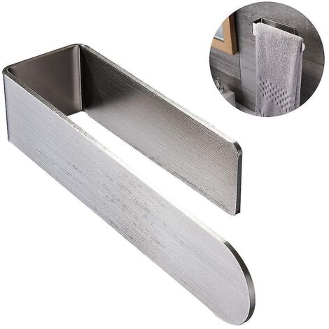 Porte-serviettes / Anneau porte-serviettes - Barre porte-serviettes auto-adhésive pour salle de bain, fixation murale, acier inoxydable brossé (1/2)