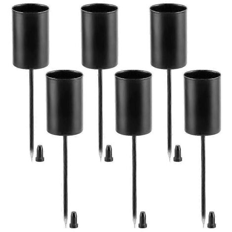 Bougeoirs, couronne, chandeliers, bougies coniques avec pique, lot de 6 noirs (1/5)