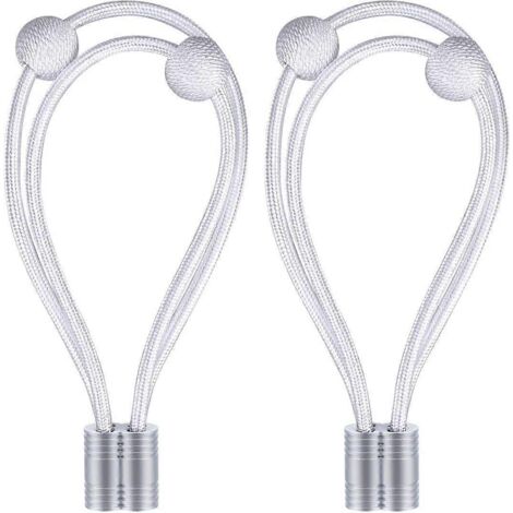 Lot de 2 attaches magnétiques pour rideaux, clips et cordons, pour tringle à rideaux, décoration intérieure, blanc (1/5)