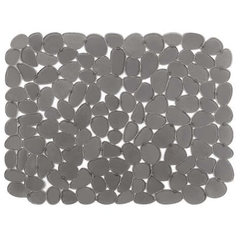 Tapis d'évier réglable en forme de selle, protecteur d'évier écologique en PVC, effet galets, tapis d'égouttage, accessoire de cuisine, gris (1/5)