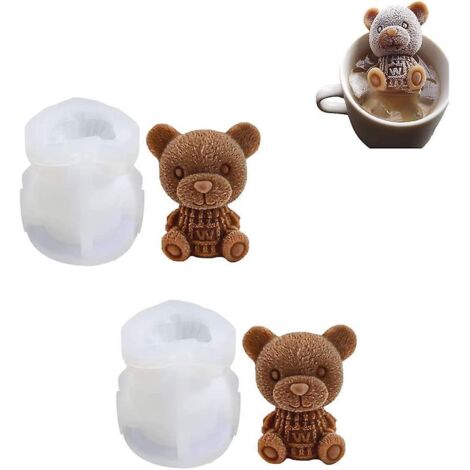 Lot de 2 moules à glaçons en forme d'ours polaire 3D, pour décorer vos boissons et réaliser de délicieux cafés glacés, thés au lait et jus de fruits. (1/5)