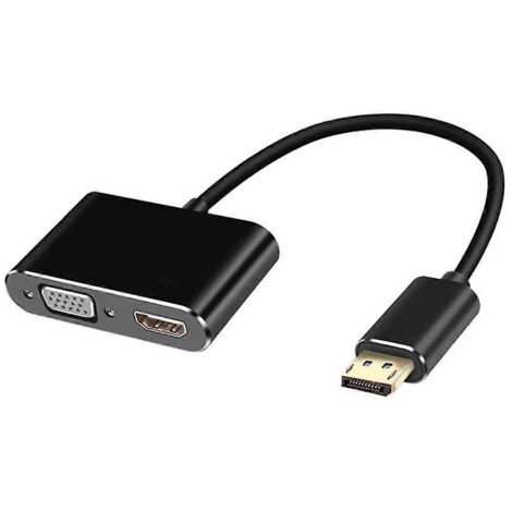 Convertisseur DisplayPort vers VGA + HDTV, câble adaptateur pour moniteur d'ordinateur, station d'accueil DP double écran. (1/5)