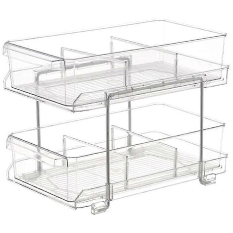 Étagère de bureau à plusieurs niveaux, cloison transparente, rangement pour lavabo et produits cosmétiques (1/5)