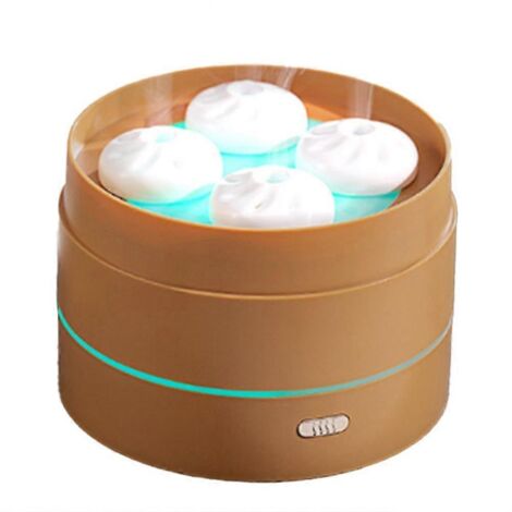 Diffuseur d'huiles essentielles USB 200 ml, en forme de petit pain vapeur, avec veilleuse intégrée, format A. (1/5)