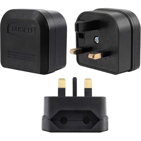 Adaptateur secteur européen 3 pièces avec fusible 5 A, adaptateur prise européenne 2 broches vers prise 3 broches, idéal pour la maison et les voyages (1/5)