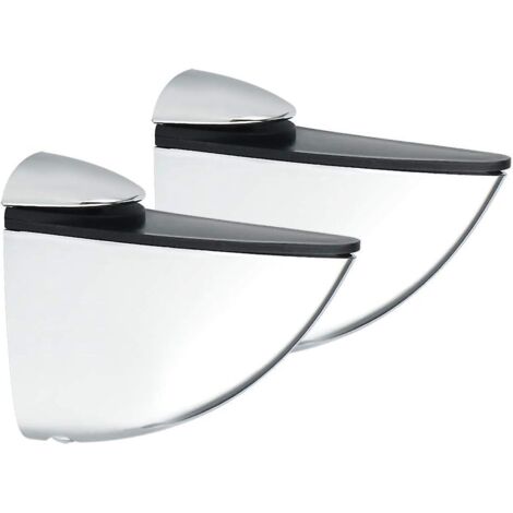 Lot de 2 supports d'étagère réglables pour bois/verre, support en verre, support en bois, pince de type « bouche de poisson », compatible avec les étagères d'une épaisseur de 5 à 15 mm, alliage de zin (1/5)