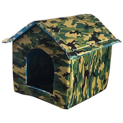 Bac à litière pour chats errants, niche étanche pour chats, abri extérieur chaud pour chats errants, maisonnette pour animaux de compagnie, pliable et lavable (vert camouflage M : 38 (1/5)
