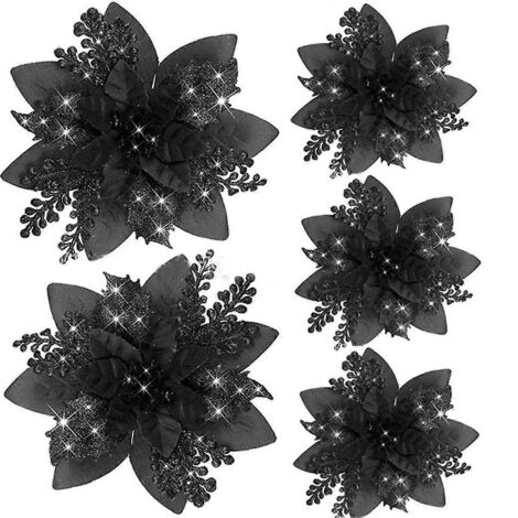 20 fleurs de Noël artificielles pailletées de 14,5 cm pour décorer un sapin de Noël ou pour souhaiter une bonne année. (1/5)