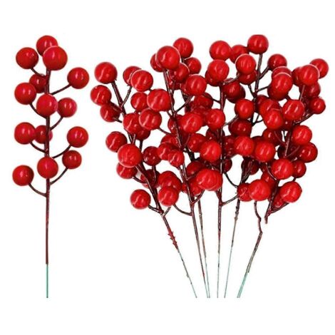 25 tiges de baies de 20 cm pour décorations de Noël, branches et bâtonnets décoratifs (1/5)