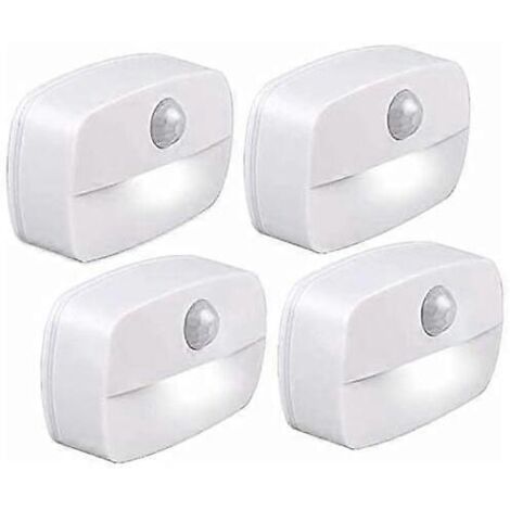 Veilleuse LED automatique [Lot de 4], Veilleuse murale autocollante à détecteur de mouvement, Veilleuse murale pour salle de bain, chambre, couloir (1/5)