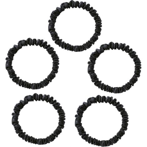 Élastique à cheveux en soie de mûrier, élastique luxueux pour cheveux de femme (lot de 5, noir), 22 mm (1/5)