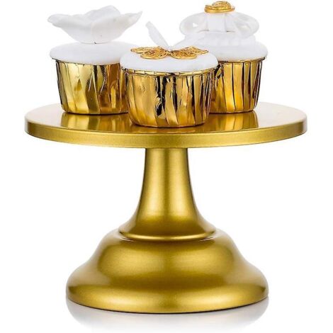 Présentoir à gâteaux doré rond de 20 cm pour mariage, desserts et cupcakes. Idéal pour le thé de l'après-midi, les anniversaires, les fêtes prénatales, les fêtes de Noël et les fêtes de fin d'année. (1/4)