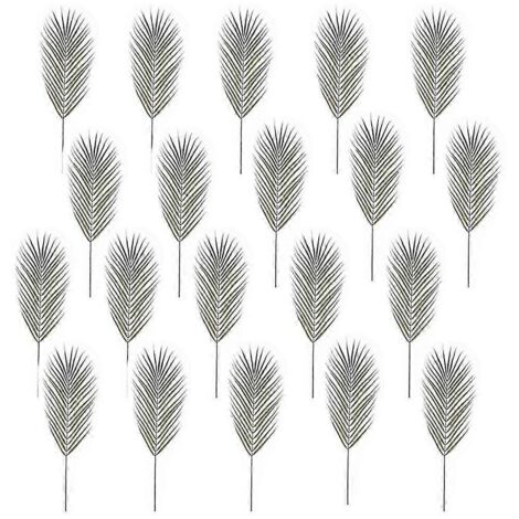 20 feuilles artificielles de palmier à branche unique, à tige lâche et à motif tournesol, pour la maison, un mariage ou un salon. (1/5)