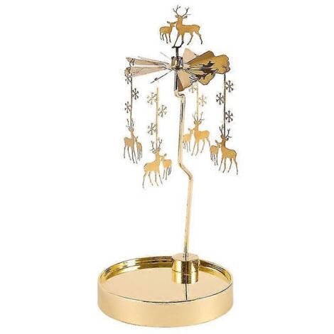 Bougeoir rotatif en métal, carrousel de bougies en forme de cerf, décoration de table de Noël pour centres de table de mariage (1 pièce, doré) (1/5)