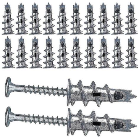40 chevilles métalliques autoperceuses pour plaques de plâtre avec vis 4,5 x 35 mm pour plaques simple et double couche (1/5)