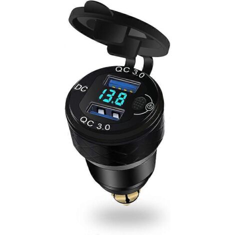 Adaptateur allume-cigare pour moto avec chargeur USB - Chargeur double prise USB QC 3.0 (1/5)