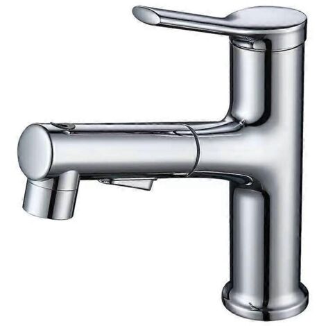 Robinet de lavabo à 3 jets, mitigeur avec douchette extractible, alliage de zinc chromé poli, simple. (1/5)