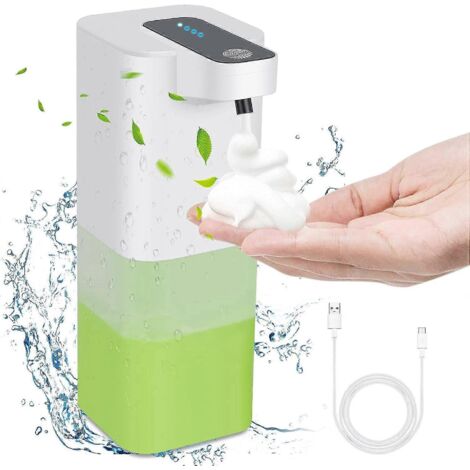 Distributeur de savon automatique, distributeur de gel hydroalcoolique sans contact, 4 vitesses réglables, rechargeable par USB, mousse rapide (savon) (1/5)