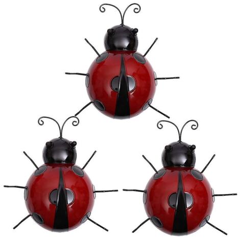 Lot de 3 coccinelles en fer, à suspendre, décoration intérieure et extérieure (couleur aléatoire) (1/3)