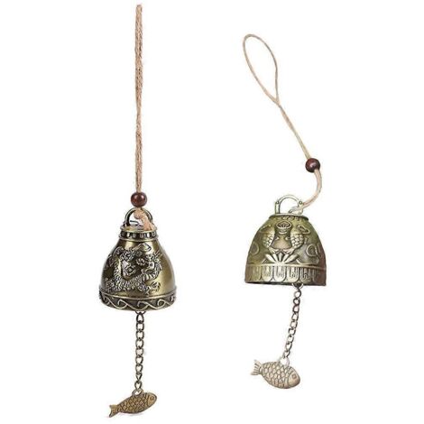 Lot de 2 carillons éoliens vintage classiques chinois Feng Shui, porte-bonheur pour le jardin et la maison (1/5)