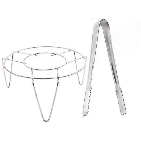 Pince à glaçons en acier inoxydable de 15 cm et support pour panier vapeur en acier inoxydable, hauteur de 7,6 cm. (1/3)