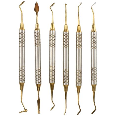 Spatule de remplissage en résine composite (6 pièces) avec tête plaquée titane (1/5)