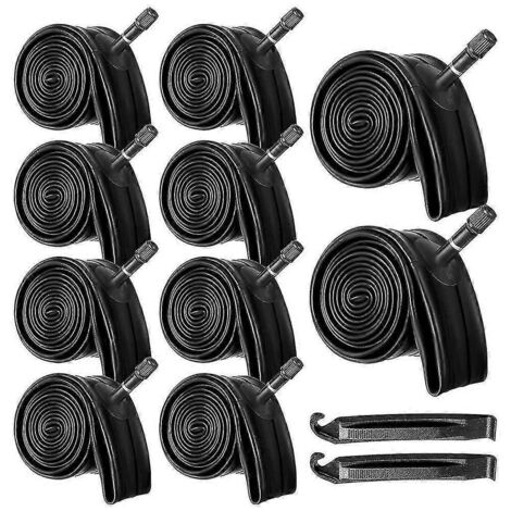 Lot de 10 chambres à air de vélo 20 pouces (51 cm) 1,75/2,125 pouces (54,5/54 mm) avec 2 démonte-pneus, chambre à air en caoutchouc pour vélo (1/5)