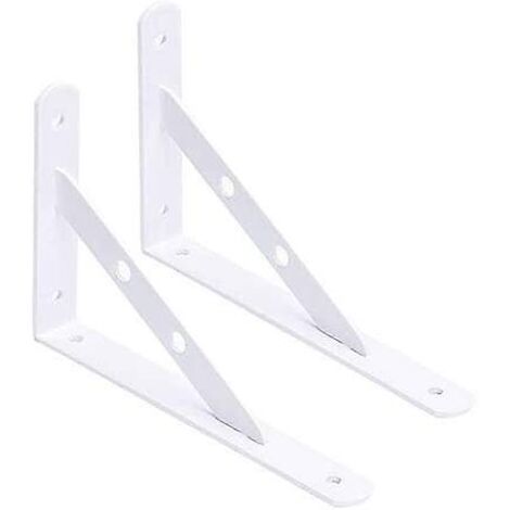 Support décoratif pour étagère murale avec vis en acier inoxydable 200 x 120 mm, lot de 2, blanc (1/5)