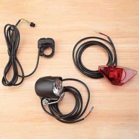 Kit d'éclairage pour vélo électrique comprenant un phare avant, un feu arrière et des LED (6 V, 12 V, 24 V, 36 V, 48 V, 52 V CC). (1/5)