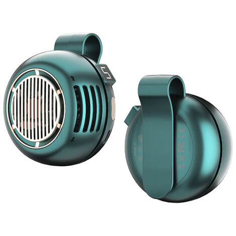 Ventilateur de cou sans pale, 6 pouces portable silencieux à flux d’air 360°, pince rotative robuste, design mains libres pour bureau, vert. (1/5)