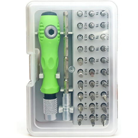Kit tournevis de précision magnétique 32-en-1, embouts Star, Torx, Phillips, fendus, Hex - Set mini outil réparation pour lunettes, ordinateur portable, téléphone, montre, jouets (1/5)
