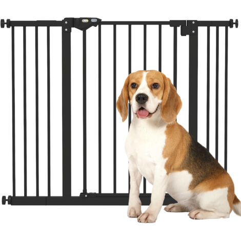 Barrière pour Chien réglable jusqu'à 100 cm, 2 extensions, fermeture automatique, Noir (1/5)