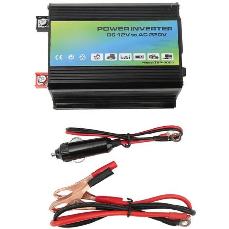 Convertisseur de courant alternatif 300 W à onde sinusoïdale modifiée 2024 pour voiture, convertisseur CC 12 V vers CA 110 V avec deux ports USB, noir (1/5)