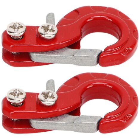 20242PCS Crochets de remorque pour treuil, en alliage d'aluminium, pour voiture RC tout-terrain 1/10, rouge (1/5)