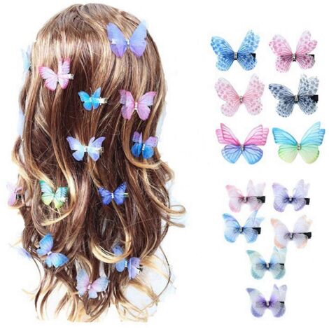 12 épingles à cheveux papillon à faire soi-même, accessoires 3D, barrettes papillon pour fête d'anniversaire (1/5)