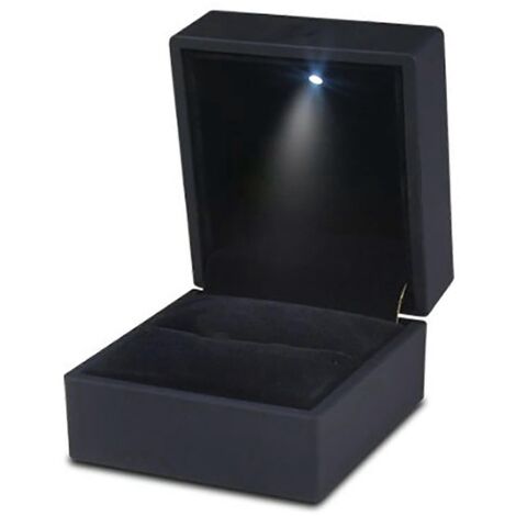 Boîte à bagues noire avec éclairage LED haut de gamme, coffret de rangement pour bagues, cadeau idéal pour une demande en mariage (1/5)