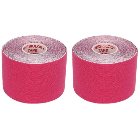 20242PCS Bande de kinésiologie athlétique, largeur 5 cm, longueur 5 m, protection musculaire adhésive pour le fitness et le badminton, rose rouge (1/5)