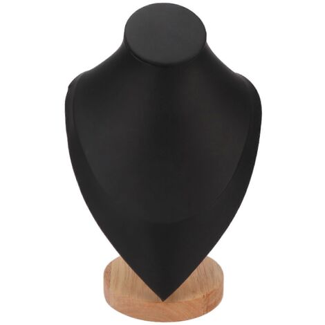 Présentoir à colliers multifonctionnel et élégant en bois, buste à bijoux noir, idéal pour la maison, les bijouteries et les salons professionnels. (1/5)