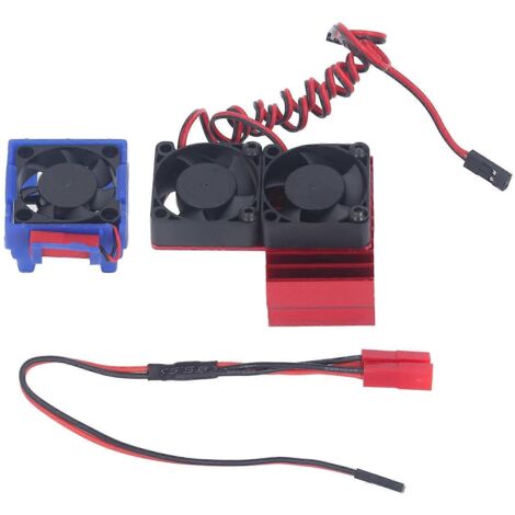 Kit de ventilateur de radiateur haute vitesse 5 V CC avec dissipateur thermique pour voiture RC Traxxas Slash 44 VXL 1/10 (rouge) (1/5)