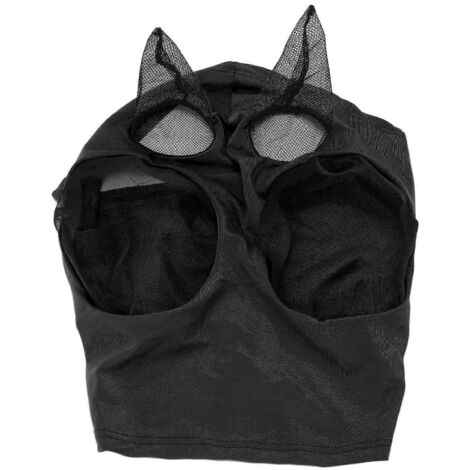 Masque anti-mouches pour chevaux 2024 - Tissu tricoté doux, respirant et confortable - Maille fine supplémentaire - Noir (1/5)