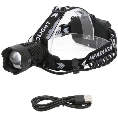 Lampe frontale LED rechargeable 2024XHP360, micro USB-C, 36 cœurs, 2800-3000 lm, étanche IPX4, ultra-lumineuse, zoom. (1/5)