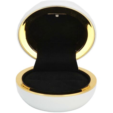 Boîte à bague avec lumière LED, élégante et raffinée, idéale pour présenter des bijoux lors d'une demande en mariage ou de fiançailles (blanche). (1/5)